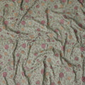 Sage Green Floral Cotton Voile Embroidery Fabric 110cm India