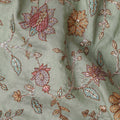 Sage Green Floral Cotton Voile Embroidery Fabric 110cm India