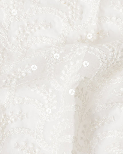 White Sequin Synthetic Polyester Fabric 110cm | Indian Fabric