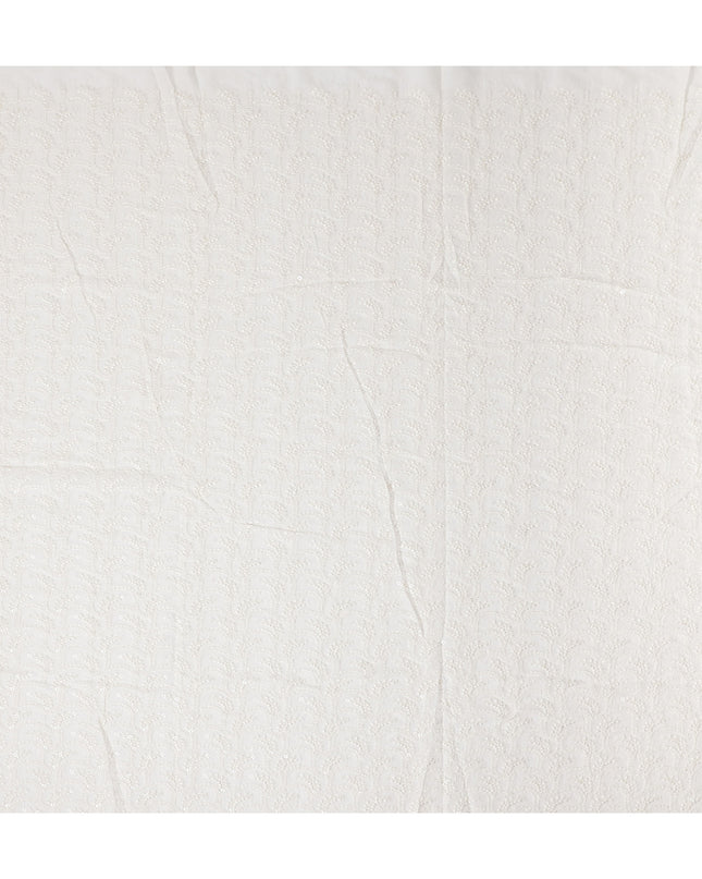 White Sequin Synthetic Polyester Fabric 110cm | Indian Fabric