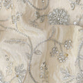 White Floral Embroidery Synthetic Organza Fabric 110cm India