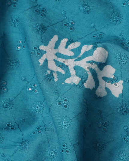 Blue Floral Cotton Voile Fabric 110cm India