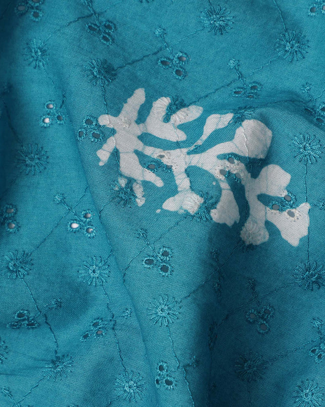 Blue Floral Cotton Voile Fabric 110cm India