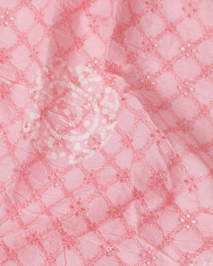 Pink Checks Cotton Voile Fabric 110cm India