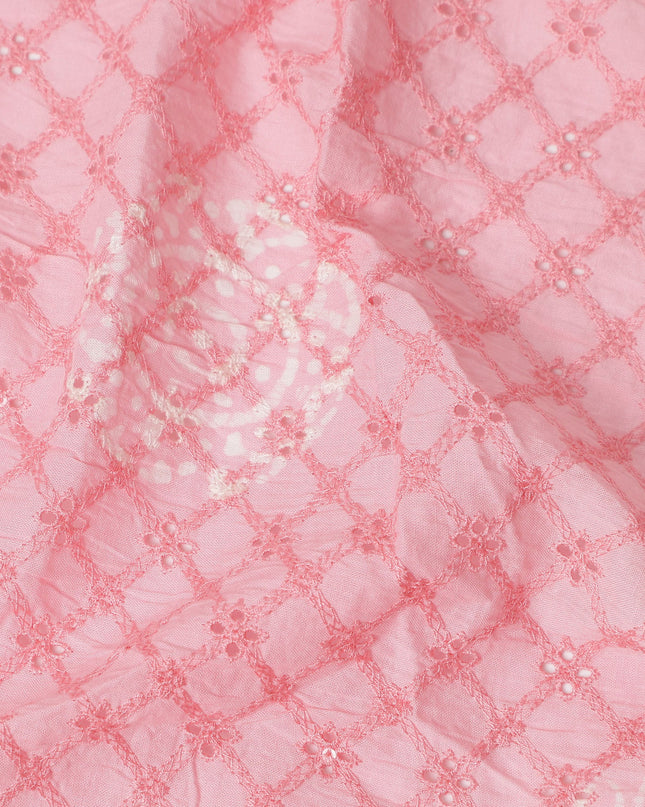 Pink Checks Cotton Voile Fabric 110cm India