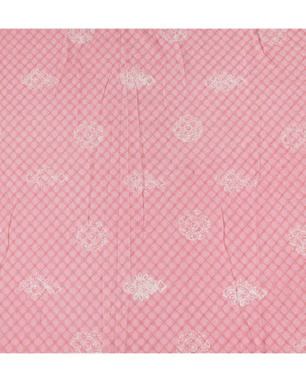Pink Checks Cotton Voile Fabric 110cm India