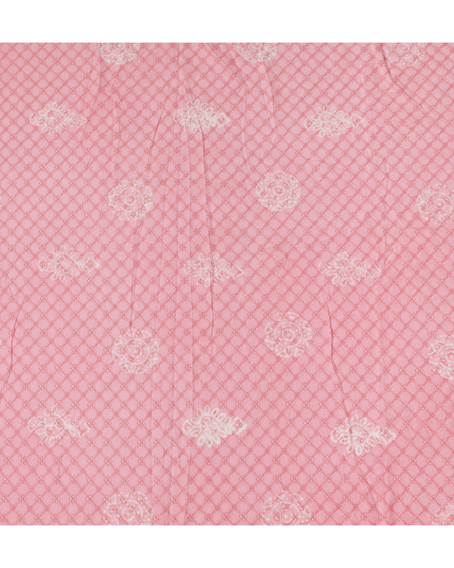 Pink Checks Cotton Voile Fabric 110cm India