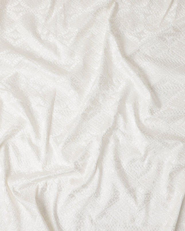 Ivory White Pure Tussar Silk Fabric 110cm