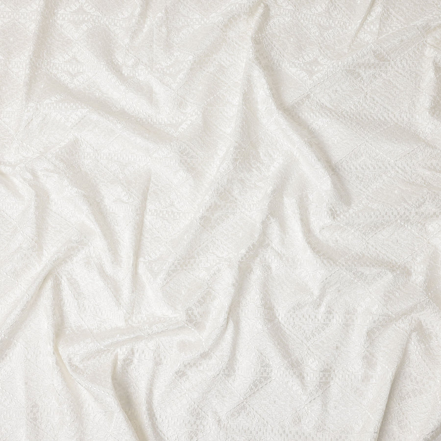 Ivory White Pure Tussar Silk Fabric 110cm
