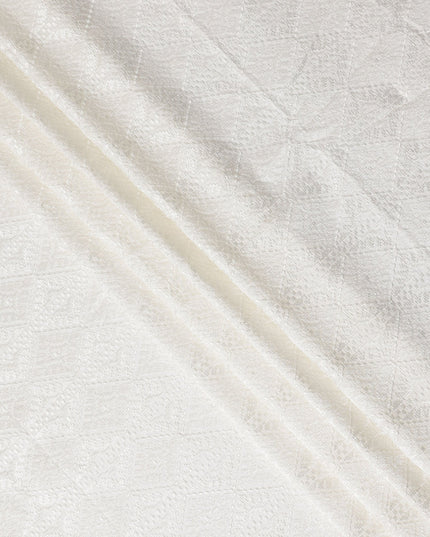 Ivory White Pure Tussar Silk Fabric 110cm
