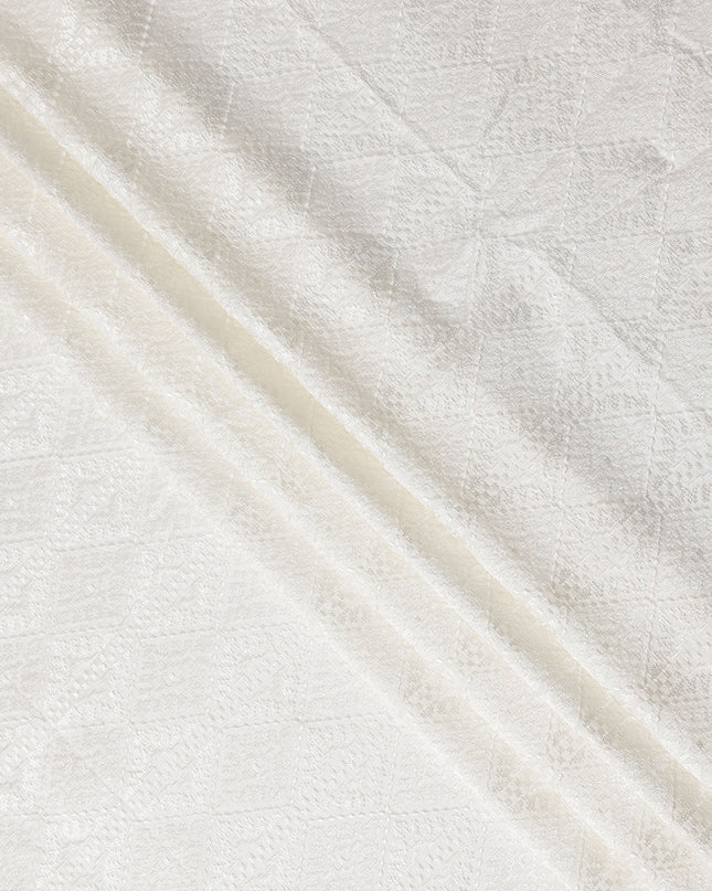Ivory White Pure Tussar Silk Fabric 110cm