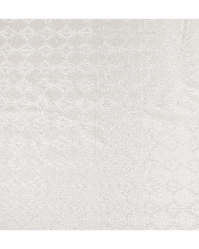 Ivory White Pure Tussar Silk Fabric 110cm