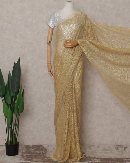 Antique Gold French Chantilly Lace Saree