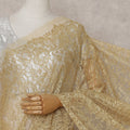 Antique Gold French Chantilly Lace Saree