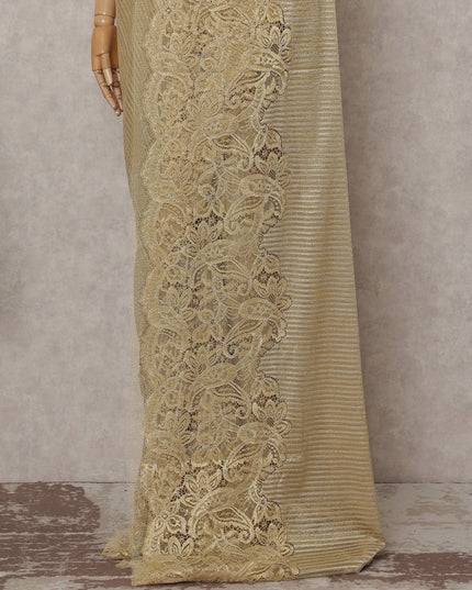 Pale Gold French Chantilly Lace Saree