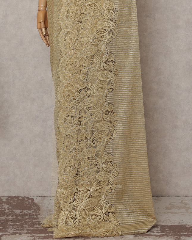 Pale Gold French Chantilly Lace Saree