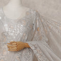 Slate Grey French Chantilly Lace Saree
