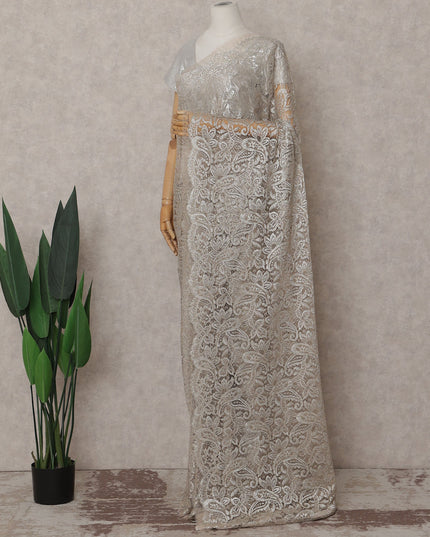 Champagne Beige French Chantilly Lace Saree