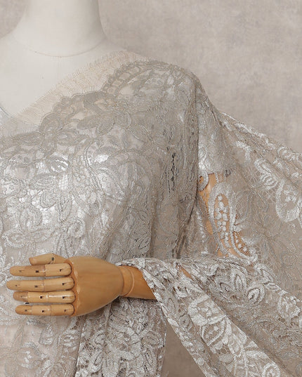 Champagne Beige French Chantilly Lace Saree