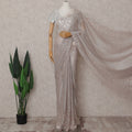 Pewter Grey French Metallic Lace Saree Fabric