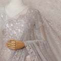 Pewter Grey French Metallic Lace Saree Fabric