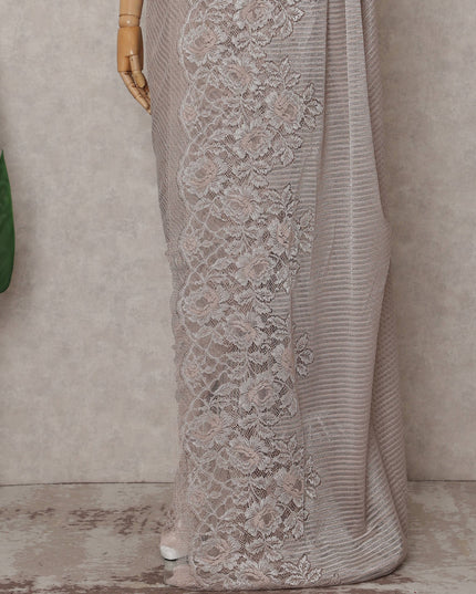 Pewter Grey French Metallic Lace Saree Fabric