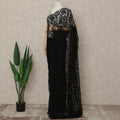 Black French 2-tone Chantilly Lace Saree
