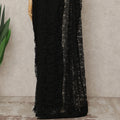 Black French 2-tone Chantilly Lace Saree