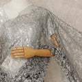Silver French 2-tone Chantilly Lace Saree
