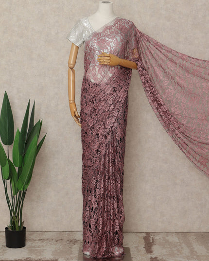 Pink French 2-tone Chantilly Lace Saree