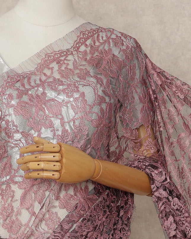 Pink French 2-tone Chantilly Lace Saree