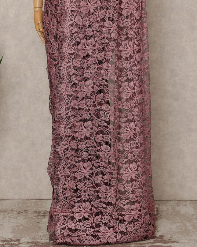 Pink French 2-tone Chantilly Lace Saree