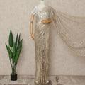 Beige French 2-tone Chantilly Lace Saree