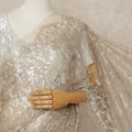 Beige French 2-tone Chantilly Lace Saree