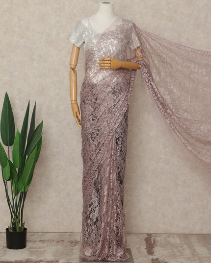 Pink French 2-tone Chantilly Lace Saree