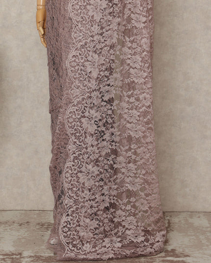 Pink French 2-tone Chantilly Lace Saree