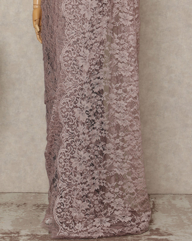 Pink French 2-tone Chantilly Lace Saree