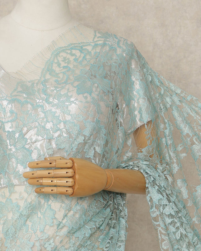Green French 2-tone Chantilly Lace Saree