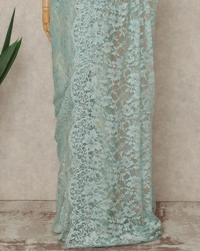 Green French 2-tone Chantilly Lace Saree
