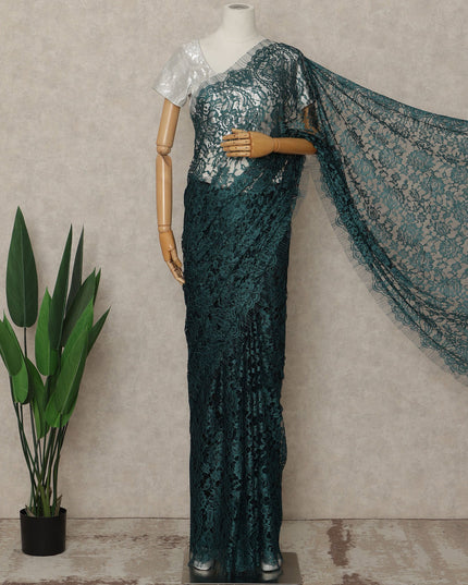 Green French 2-tone Chantilly Lace Saree