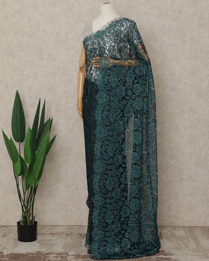 Green French 2-tone Chantilly Lace Saree