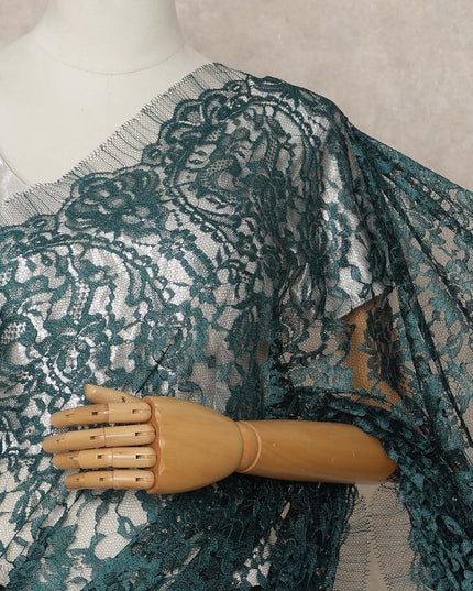 Green French 2-tone Chantilly Lace Saree