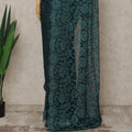 Green French 2-tone Chantilly Lace Saree