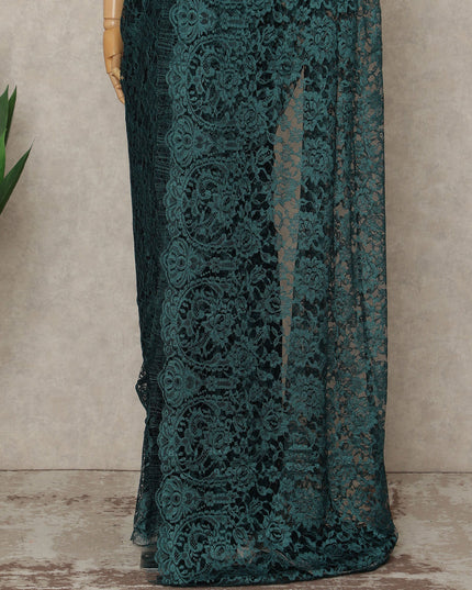 Green French 2-tone Chantilly Lace Saree