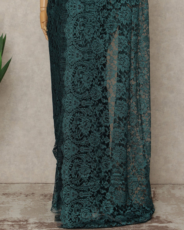 Green French 2-tone Chantilly Lace Saree