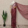 Red French 2-tone Chantilly Lace Saree