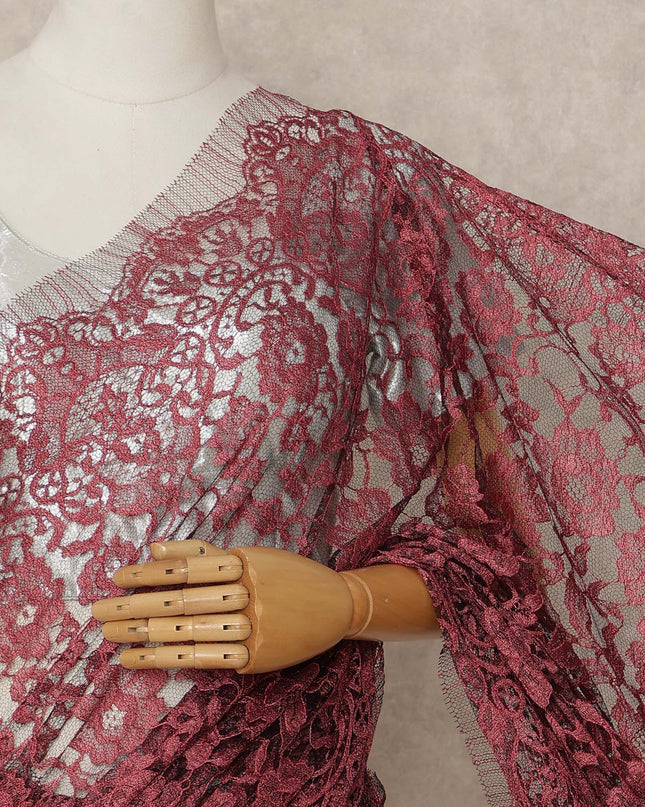 Red French 2-tone Chantilly Lace Saree