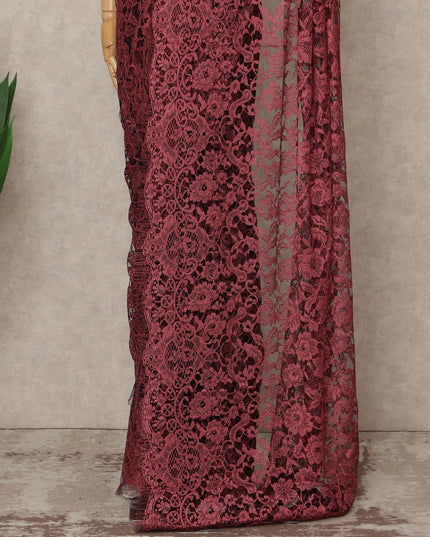 Red French 2-tone Chantilly Lace Saree