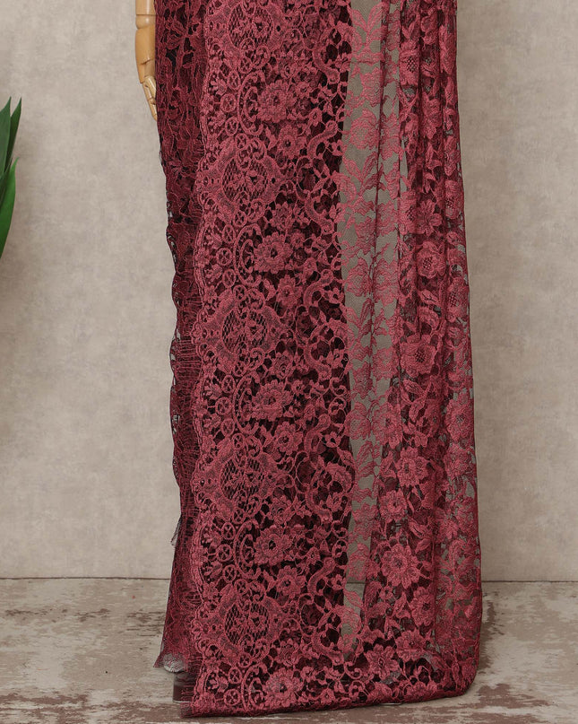 Red French 2-tone Chantilly Lace Saree