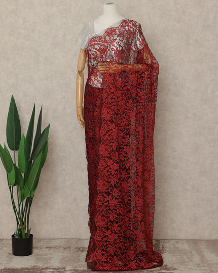 Red French 2-tone Chantilly Lace Saree